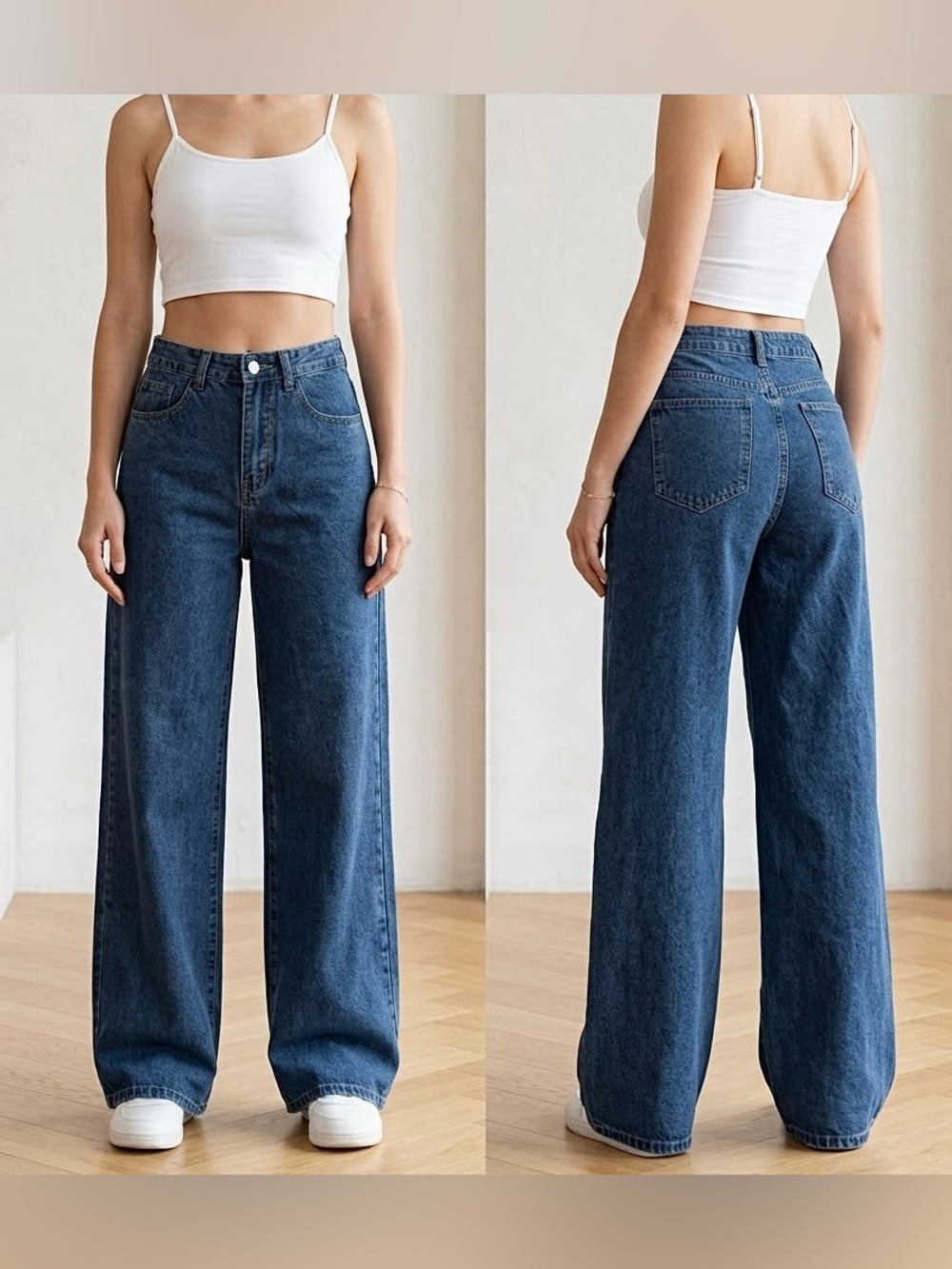 Classic High-Rise Wide-Leg Women's Jeans - Blue